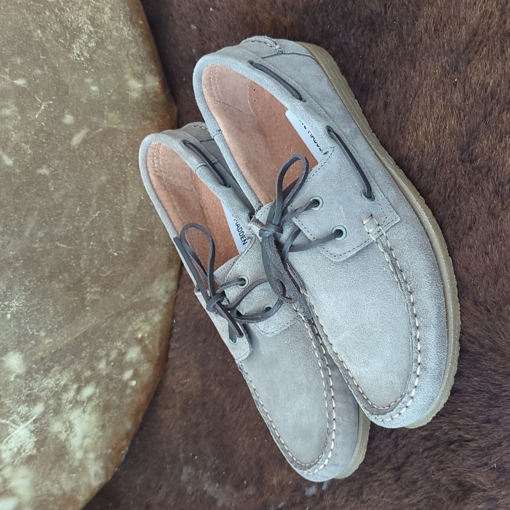 STEVE MADDEN marine Buoy" boat shoes medium gray suede sz 8D NEW/NIB